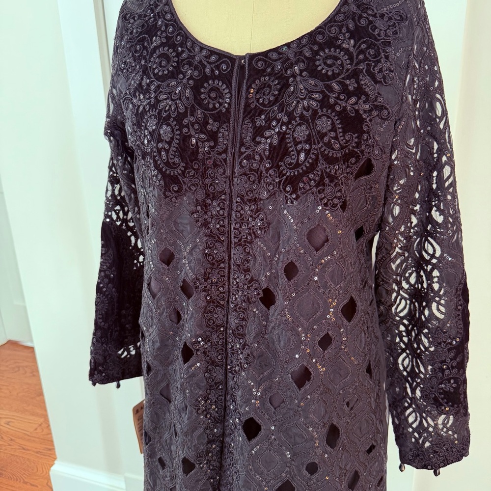 Elegant Black Maria B velvet Cutout Suit